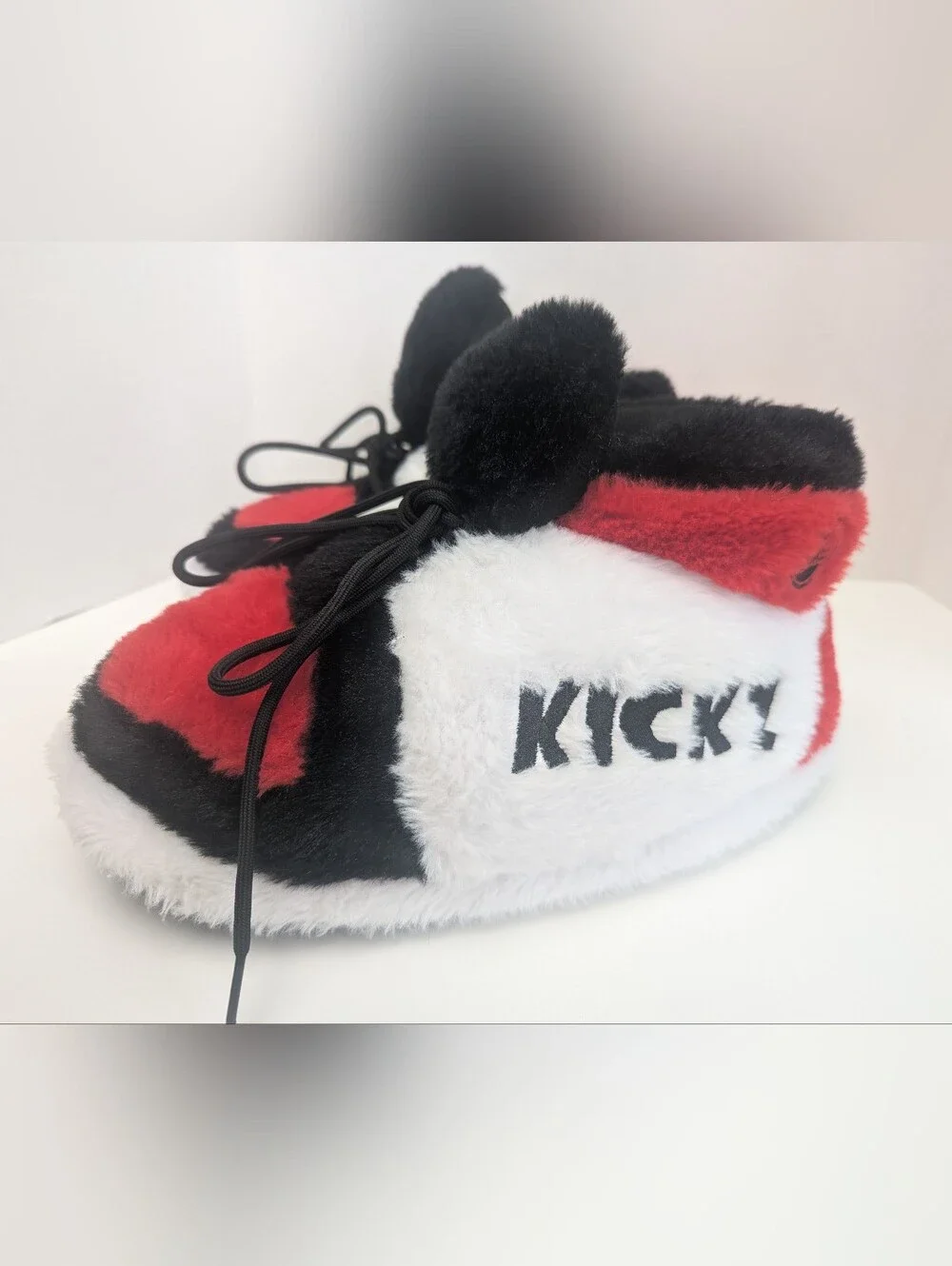 Unbranded Plush Sneaker Slippers Bred Red Black White One Size Fits Most
